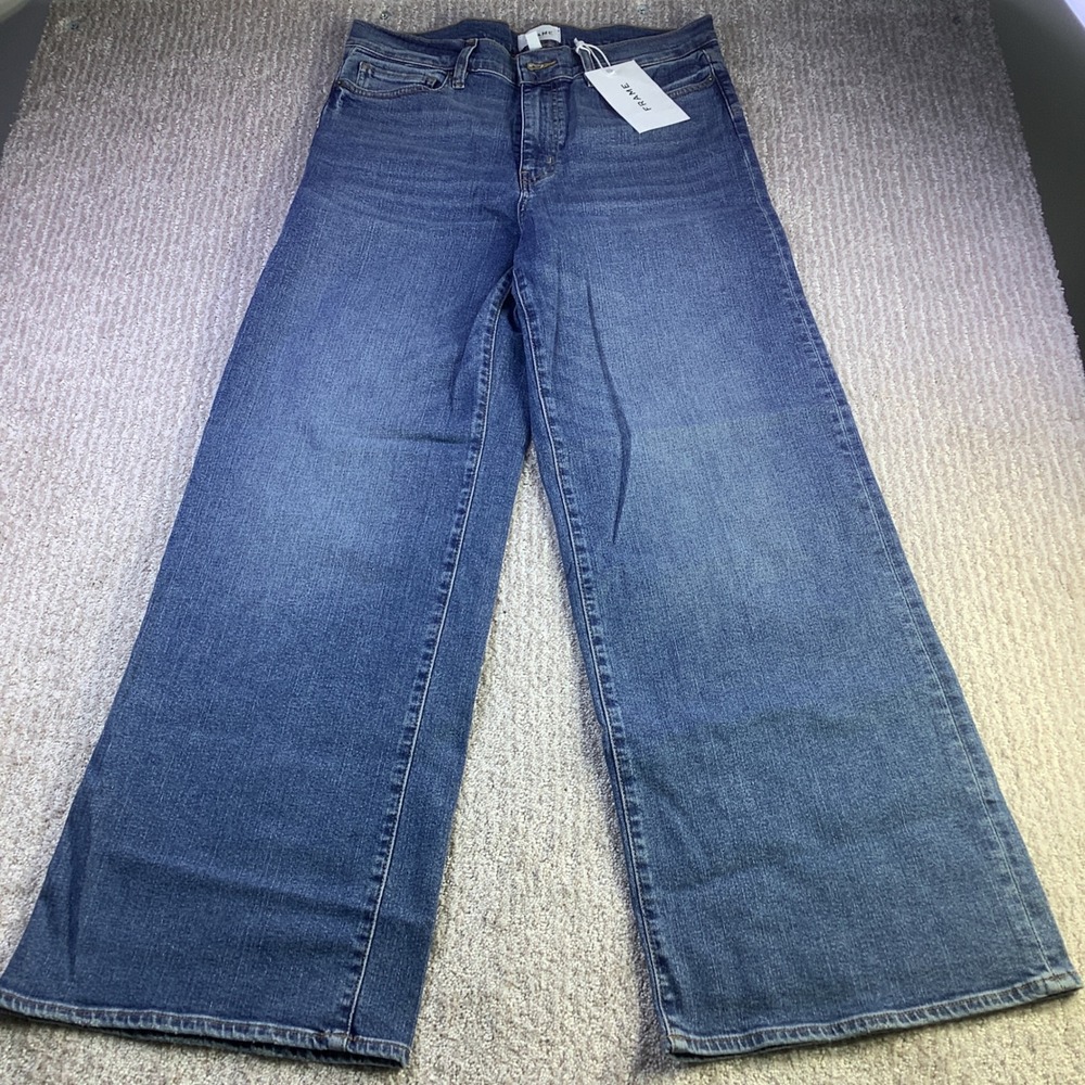 FRAME Le Slim Palazzo Jeans Womens Size 30 Bixby‎ Blue Wide Leg Denim Pants NWT